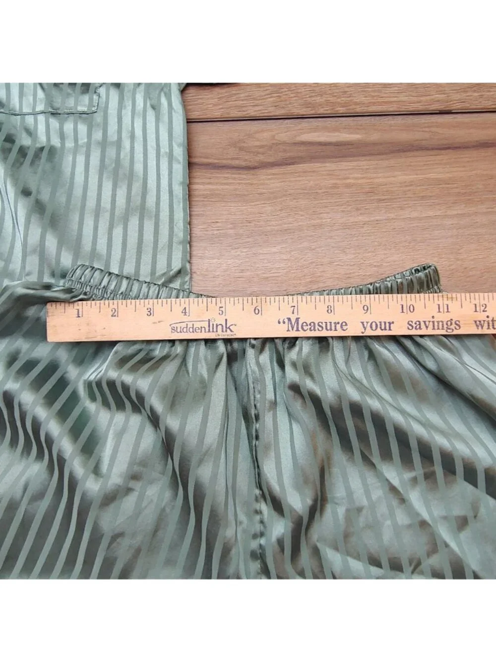 Satin Striped Pajama 2pc Set Sleepwear Satin Dreams Emerald Green Medium M Short